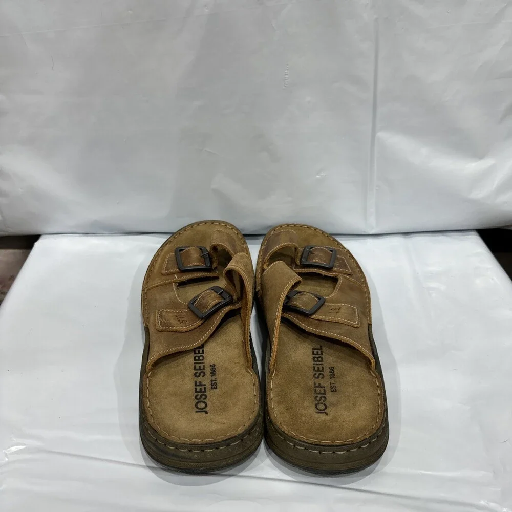 Josef Seibel Maverick 06 Men's 11-11.5 Brown Leather Adjustable Sandals EBS1183